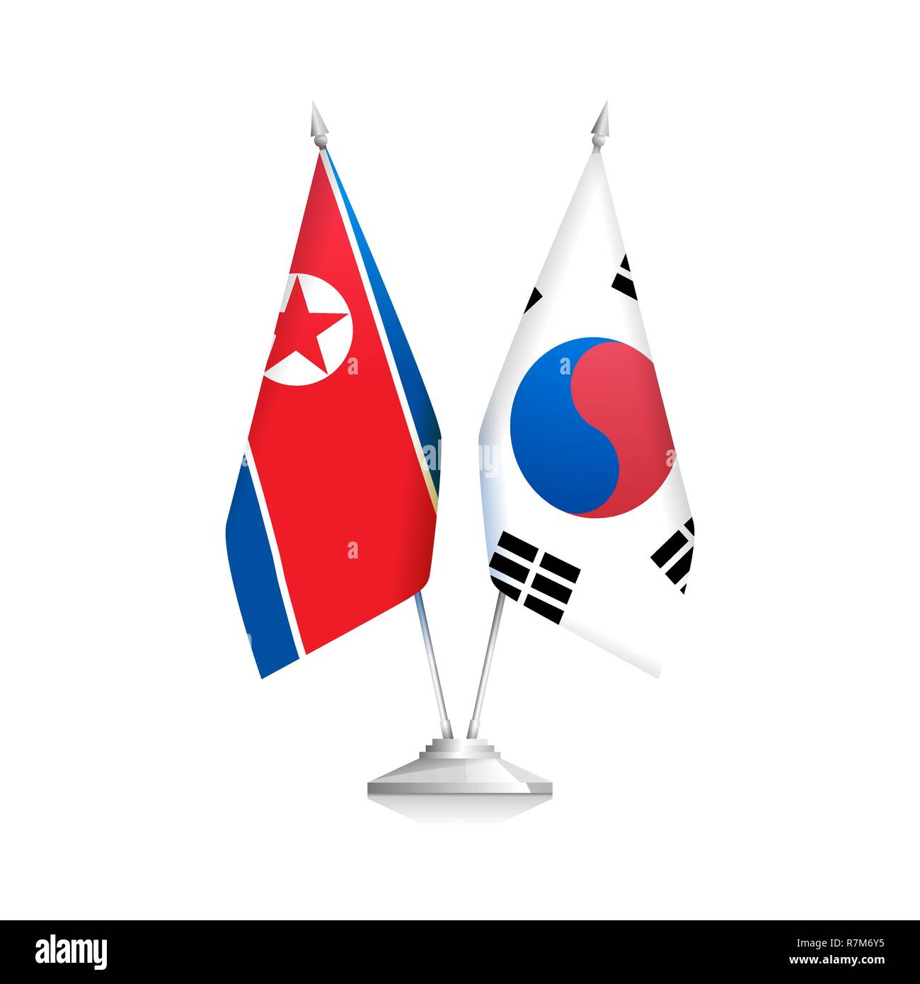 Flags of North Korea and South Korea. Policy Stock Vector