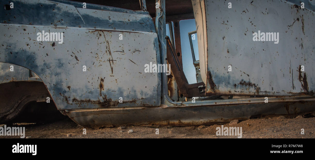 Old car wreck at Solitare, Namibia Stock Photo