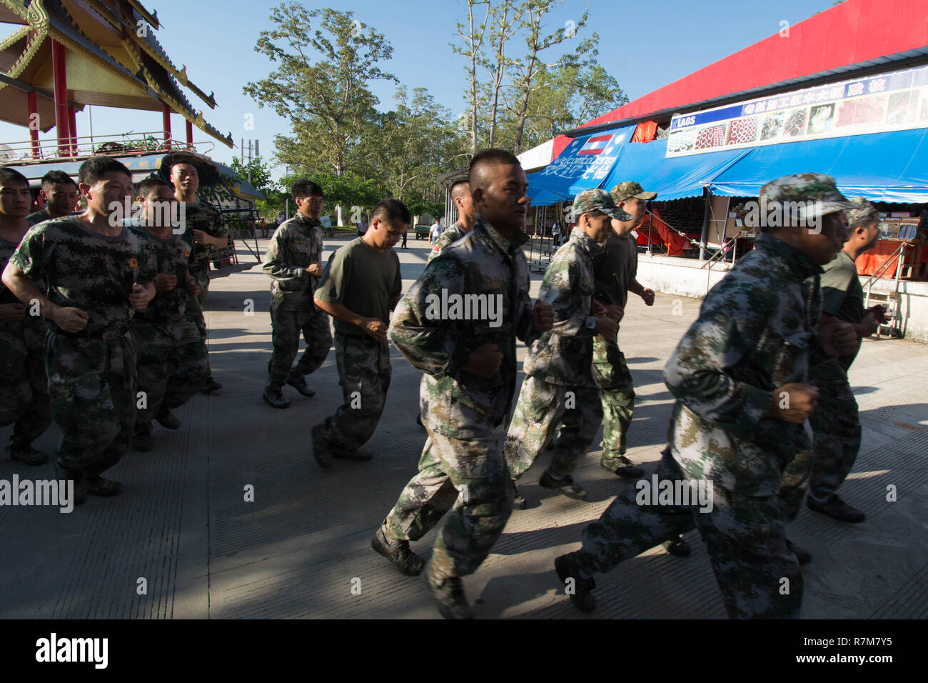 Laos Military soldiers traditional Thai Stock Photo