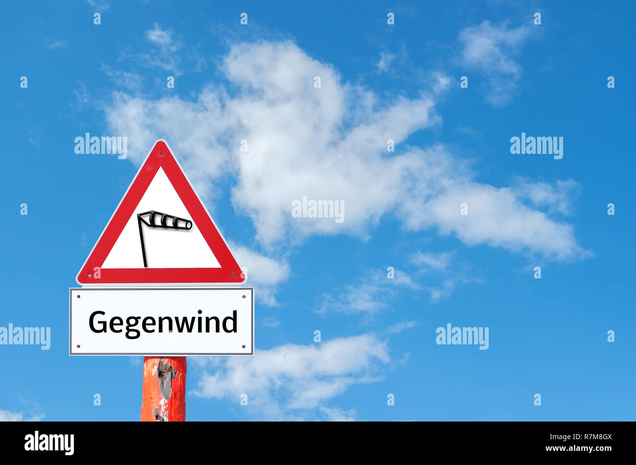 Headwind Warning sign Stock Photo