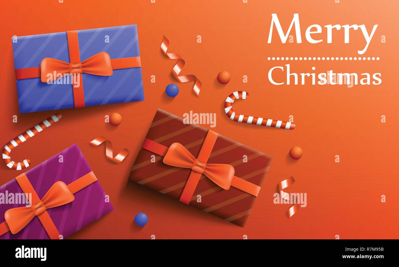 Merry Christmas gift concept banner, realistic style Stock Vector Image ...