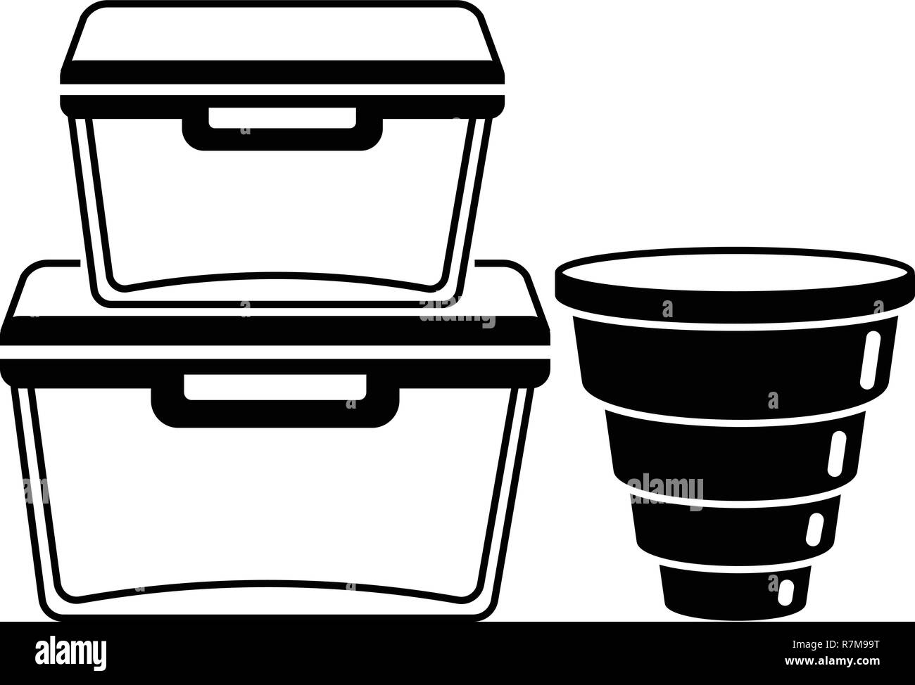 Empty plastic lunch boxes icon, simple style Stock Vector Image & Art
