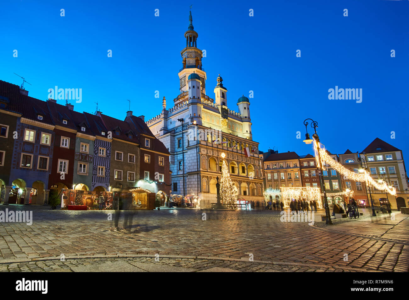 Renaissance Town Hall And Christmas Decorations In City Of Poznan