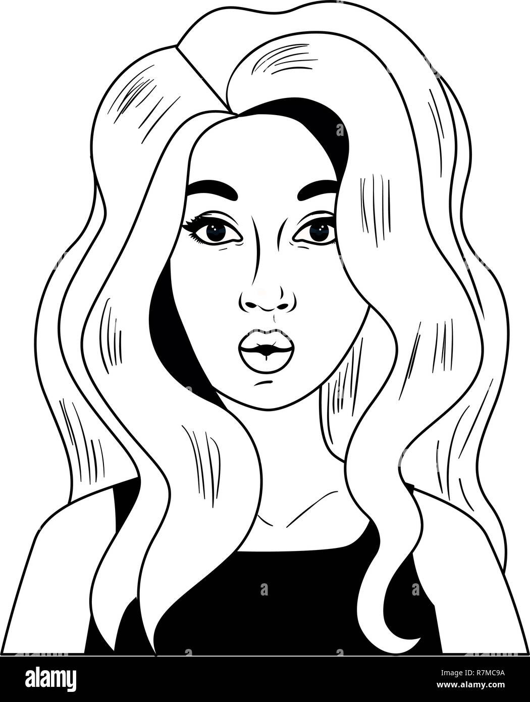 Blonde girl cartoon illustration Black and White Stock Photos & Images -  Alamy