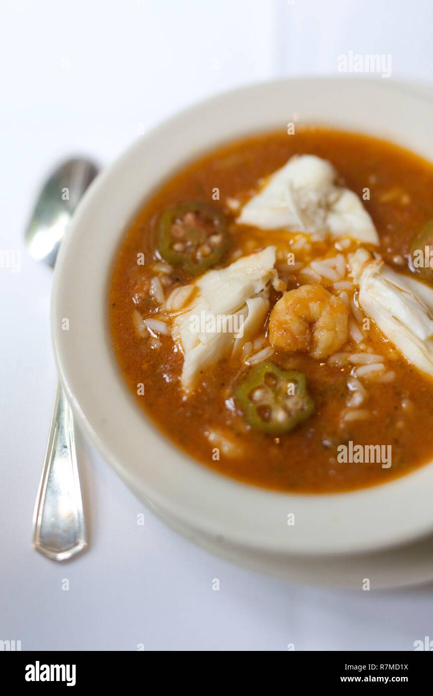 United States, Louisiana, New Orleans, Creole okra with seafood Stock