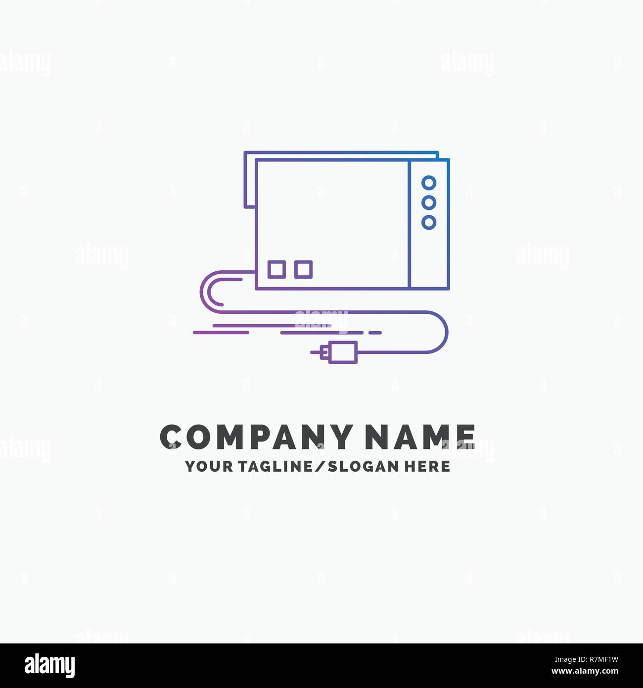 audio, card, external, interface, sound Purple Business Logo Template. Place for Tagline Stock Vector