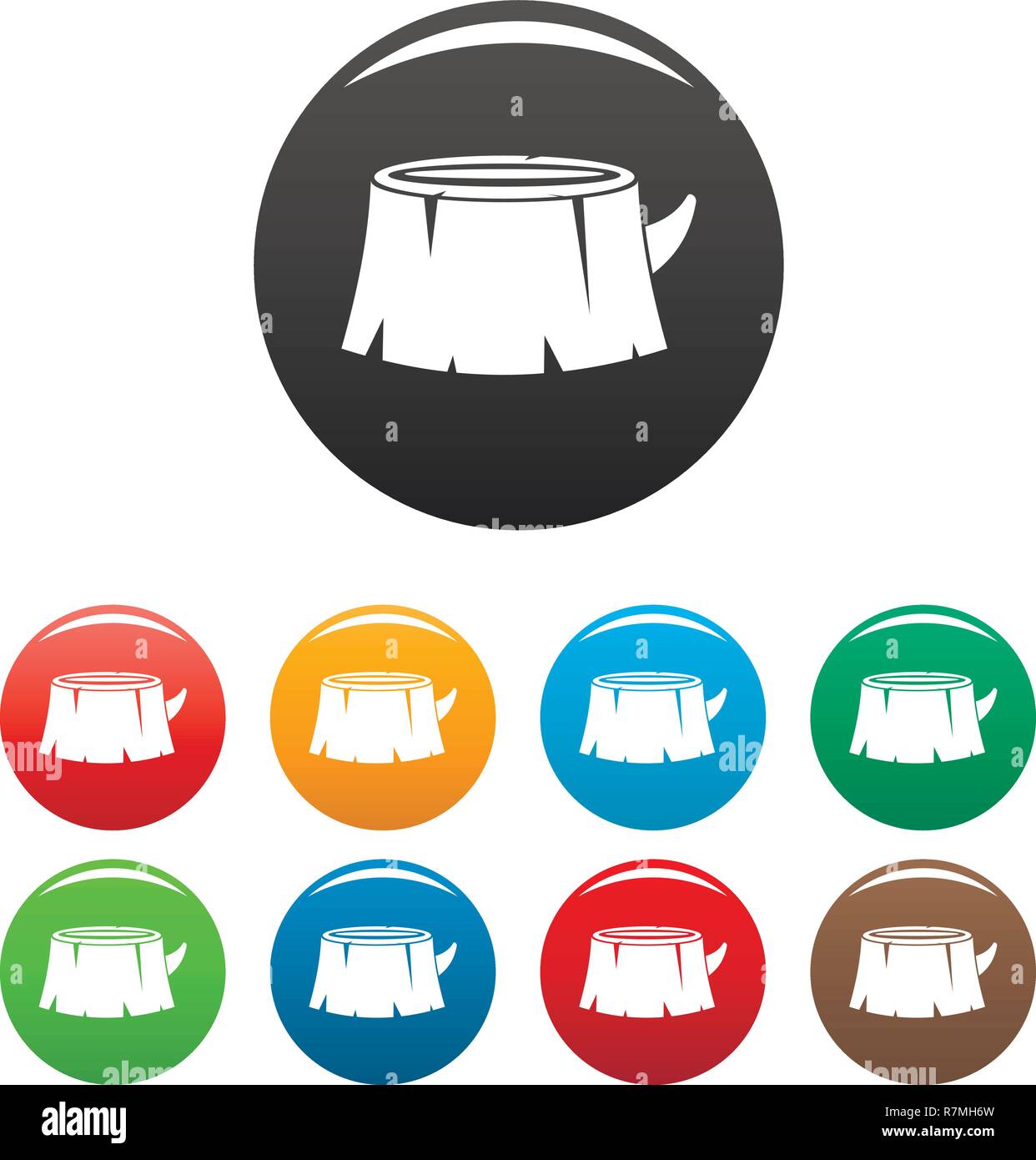 Old tree stump icons set 9 color vector isolated on white for any ...