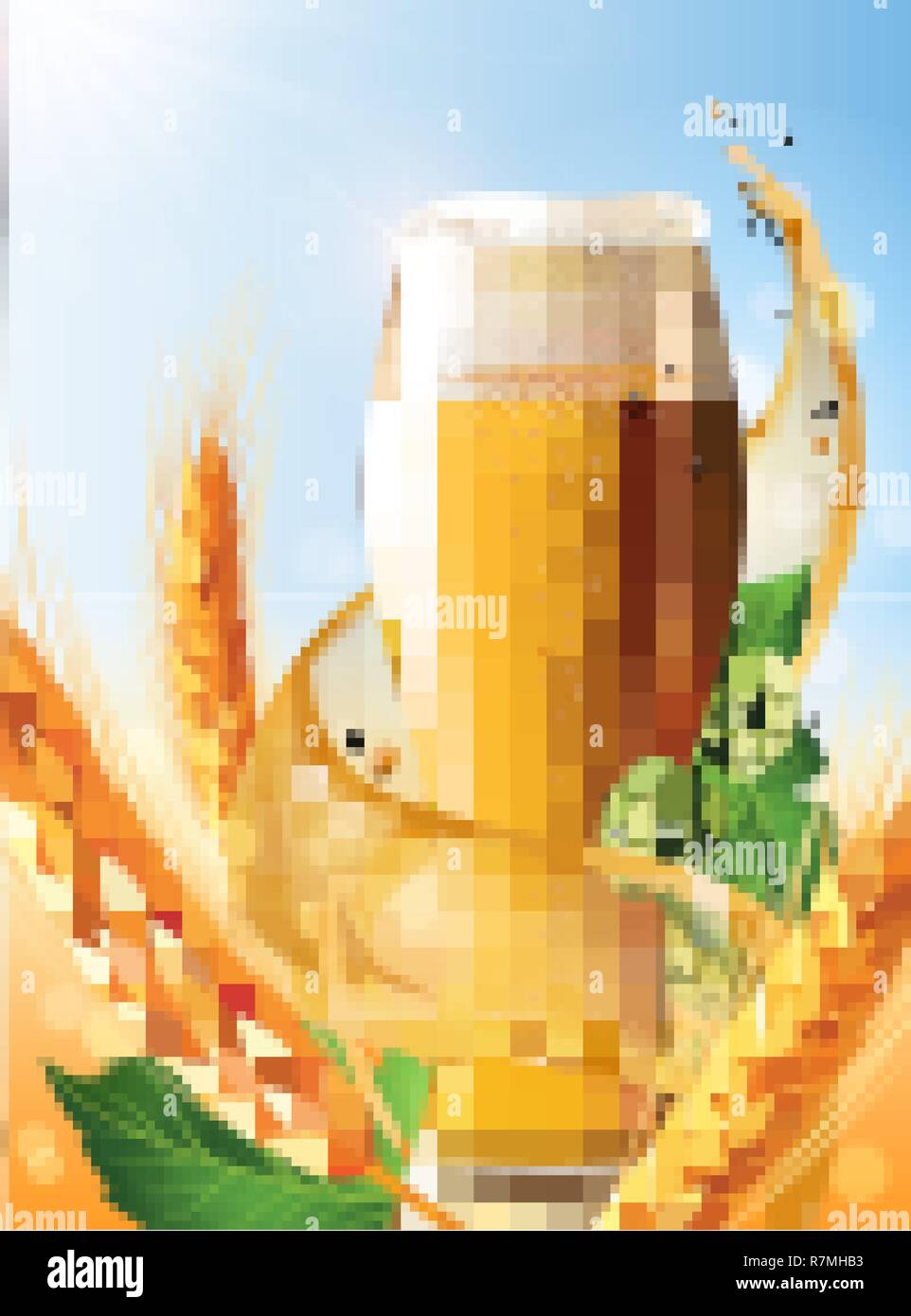 Beer Poster template for classic white beer ad package design. Vector