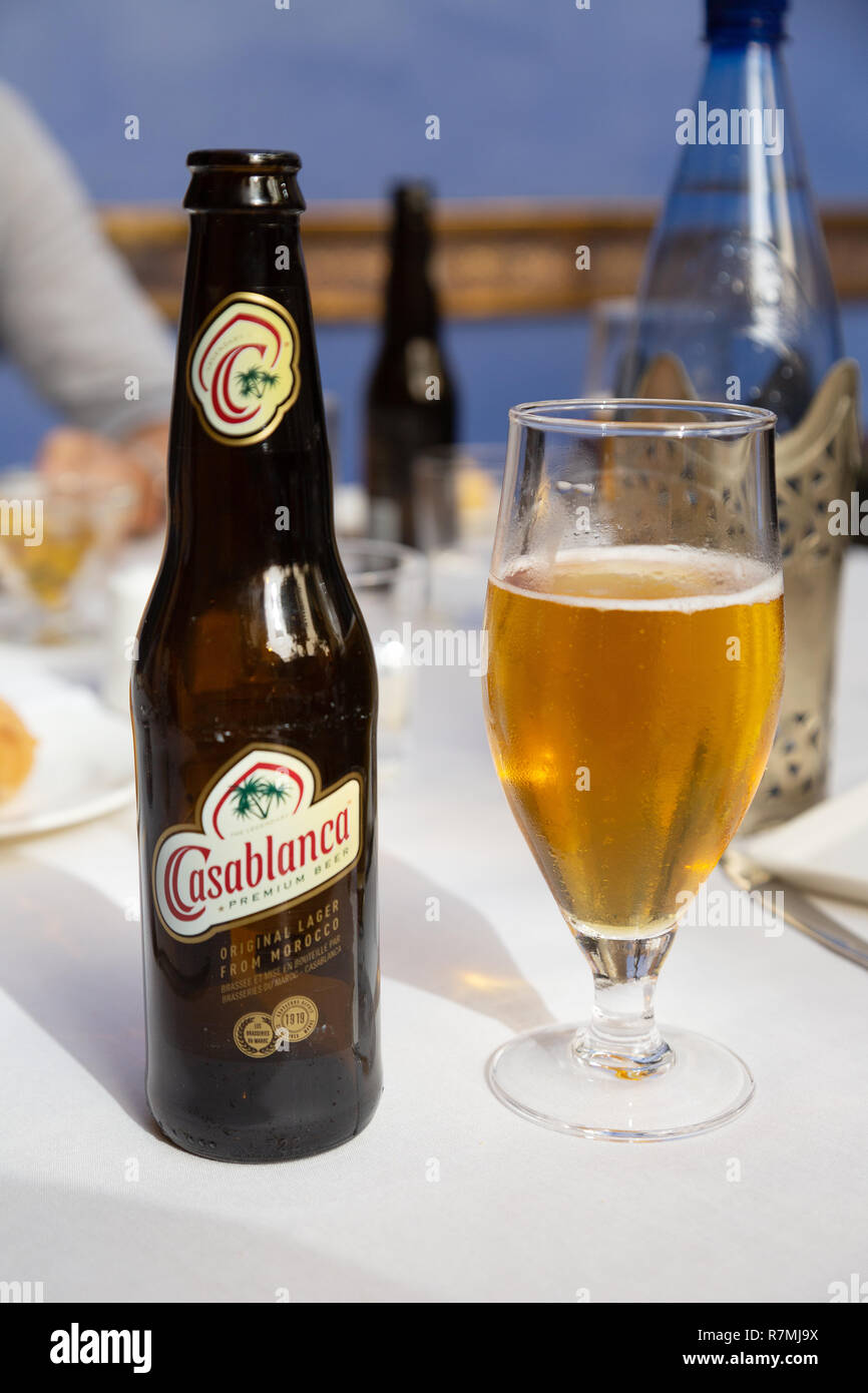 Casablanca  beer - the premium beer made in Morocco, North Africa Stock Photo