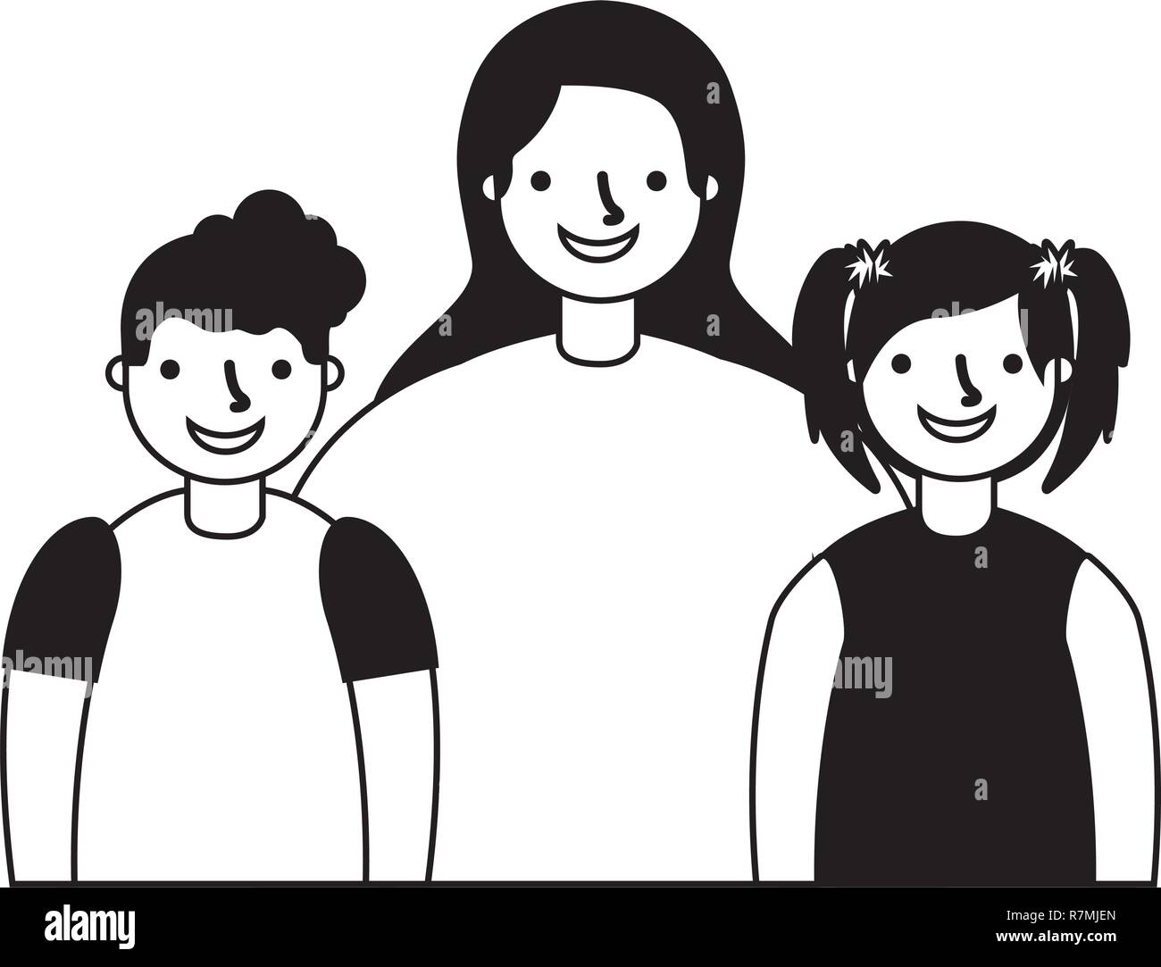mother with son and daughter Stock Vector