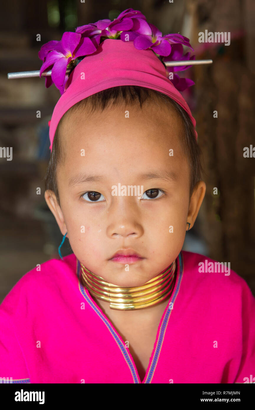 Karen girl, Chiang Mai, Thailand Stock Photo