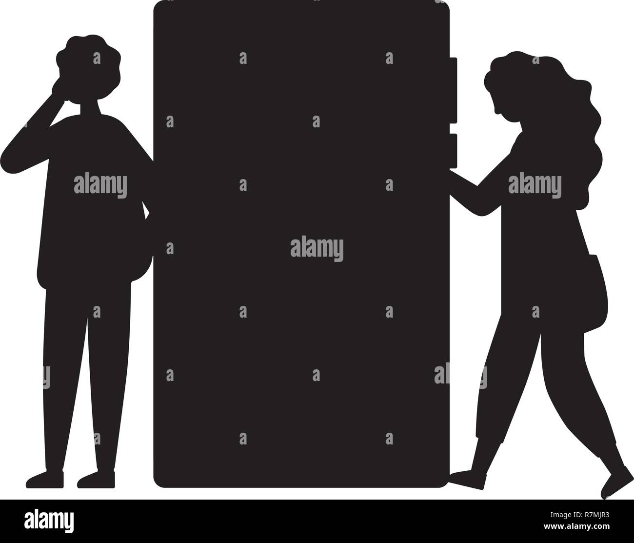 man and woman using mobile technology Stock Vector