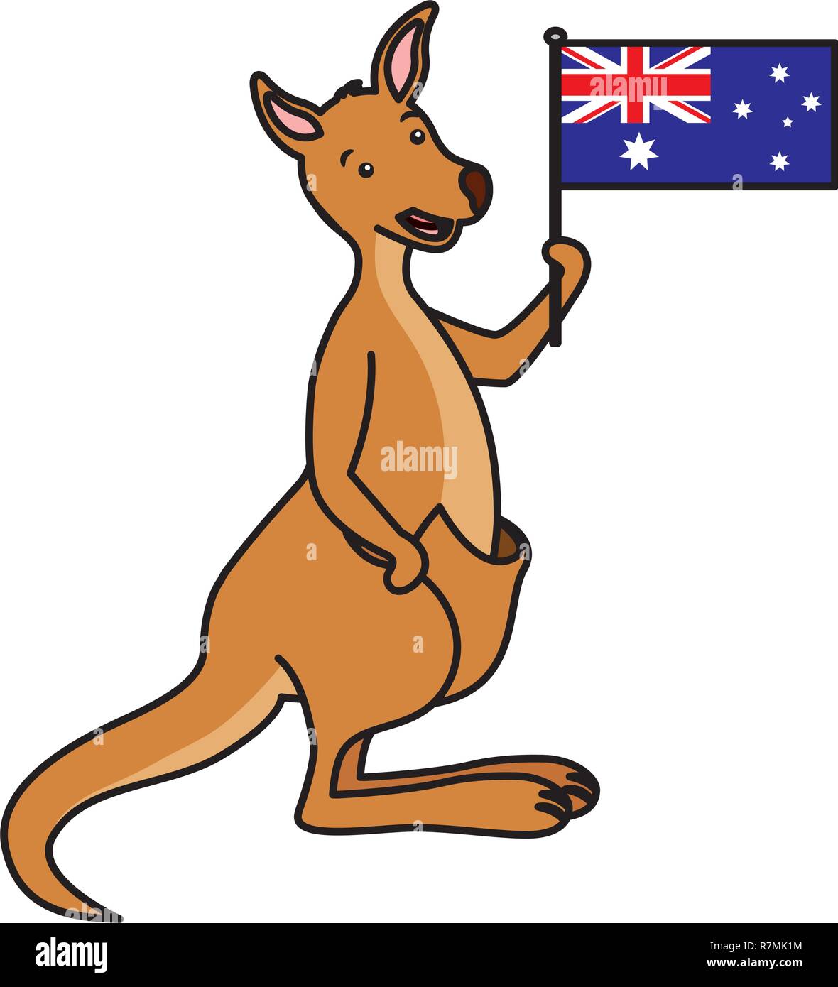 kangaroo with hat australian flag celebration Stock Vector Image & Art ...