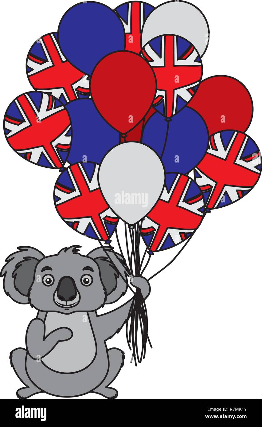 koala with hat and balloons australian flag Stock Vector Image & Art ...