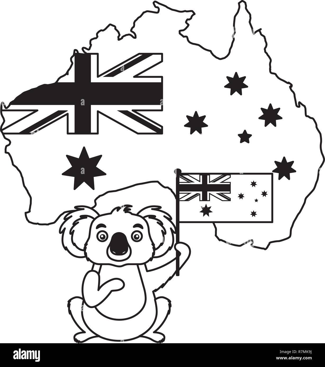 koala with hat australian flag map Stock Vector Image & Art - Alamy