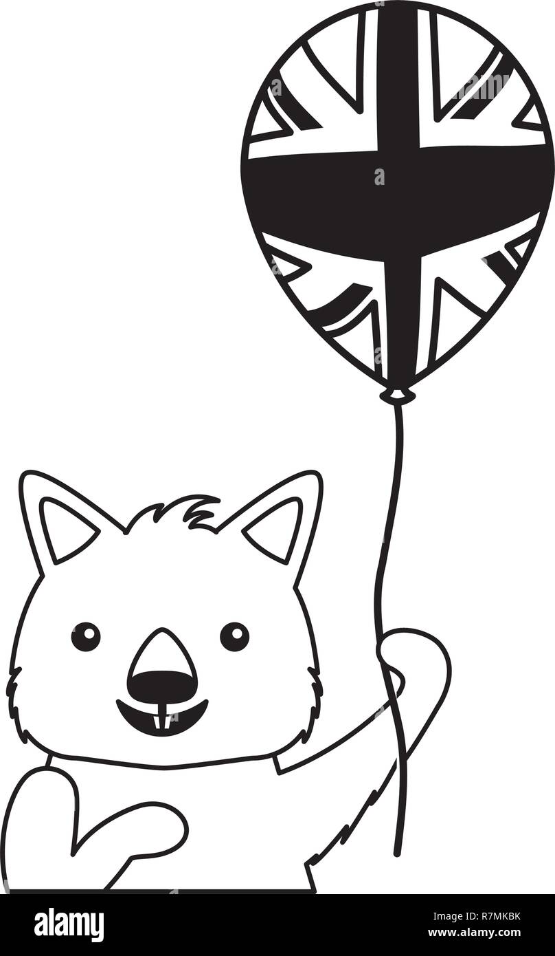 wombat with hat and balloon australian celebration Stock Vector Image ...