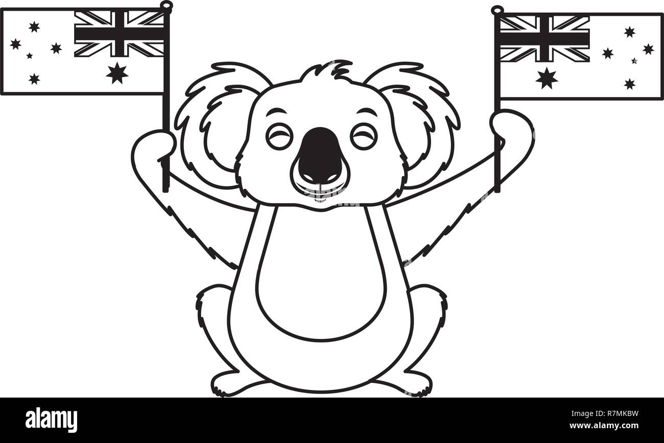 cute koala with two australian flags Stock Vector Image & Art - Alamy