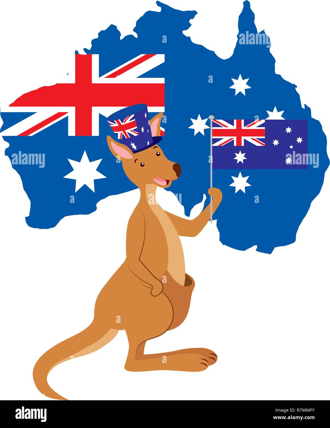 kangaroo with hat australian flag map Stock Vector Image & Art - Alamy