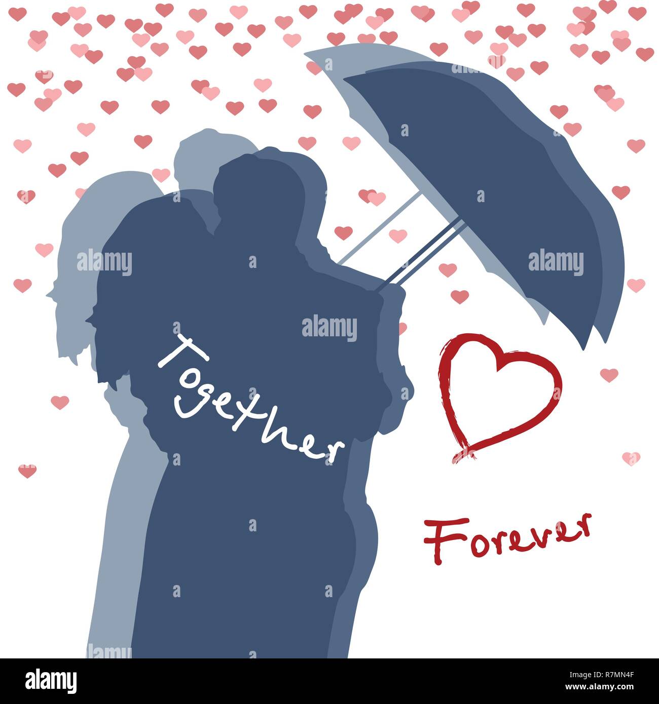 loving couple silhouette, valentine's day background, Together Forever Stock Photo