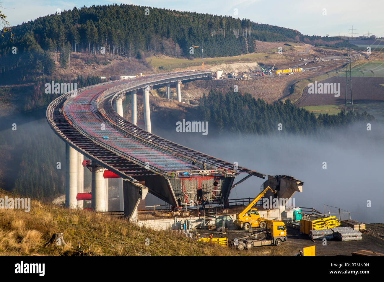 Construction site of the Talbrücke Nuttlar viaduct, A46 highway bridge