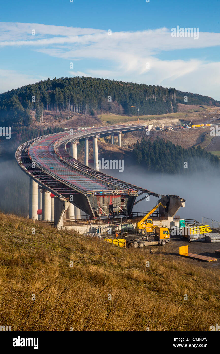 Construction site of the Talbrücke Nuttlar viaduct, A46 highway bridge