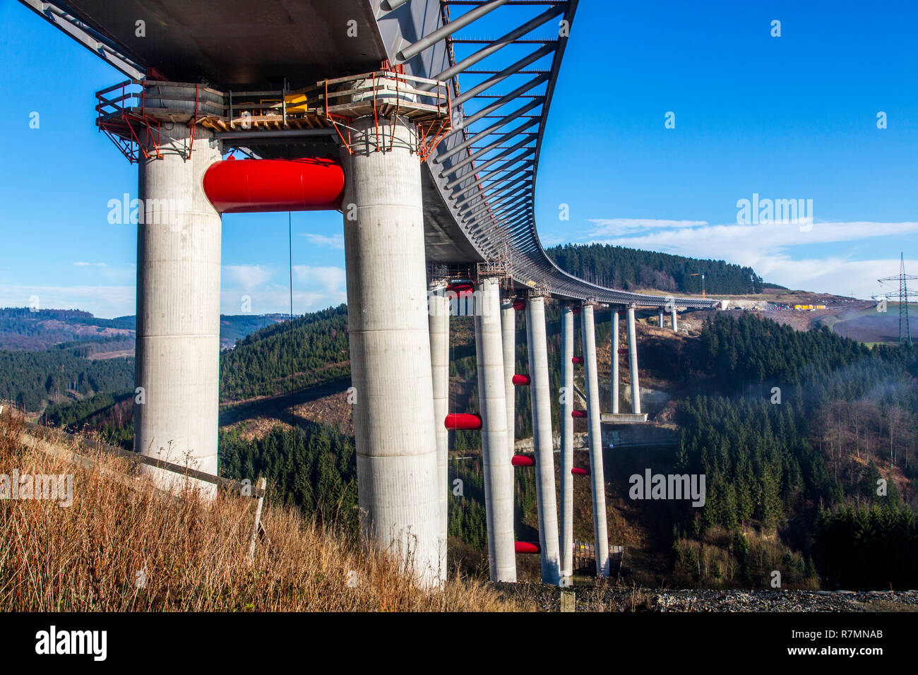 Construction site of the Talbrücke Nuttlar viaduct, A46 highway bridge