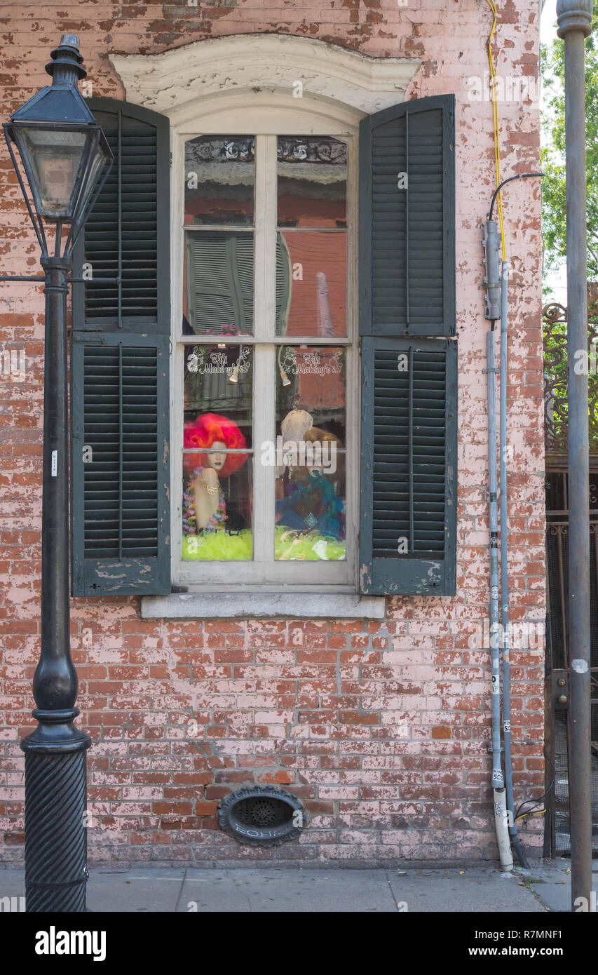 Mannequins in a shop window at Fifi Mahony's, Royal Street, New Orleans, Louisiana Stock Photo