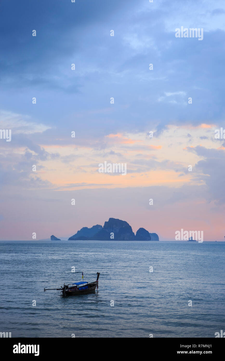 A typical Thai longtail boat in the Andaman sea near Aonon, Krabi Province, Thailand Stock Photo