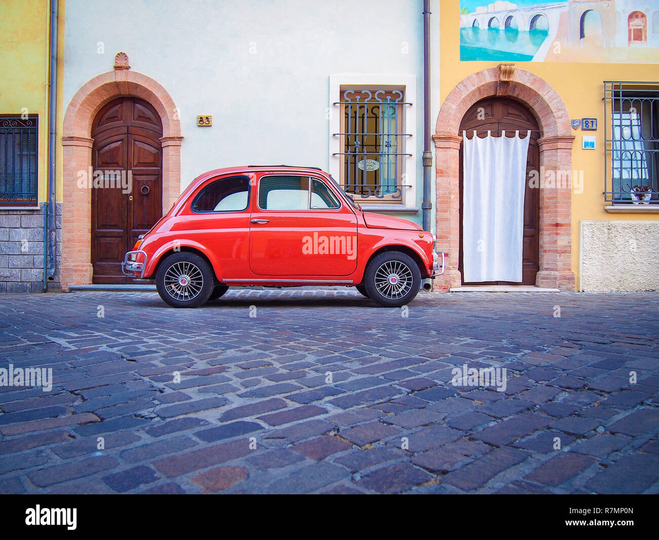 RIMINI, ITALY-JULY 22, 2017: Fiat 500 D at the city streets Stock Photo