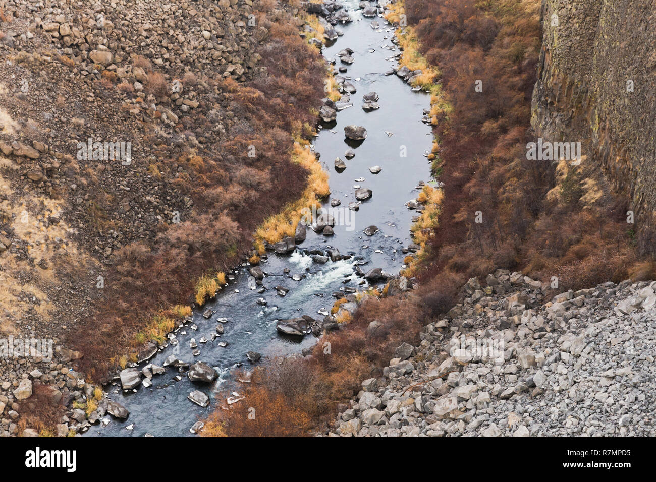 Oregon's Crooked River as seen from a bridge at Peter Skene Ogden State Park in Oregon Stock