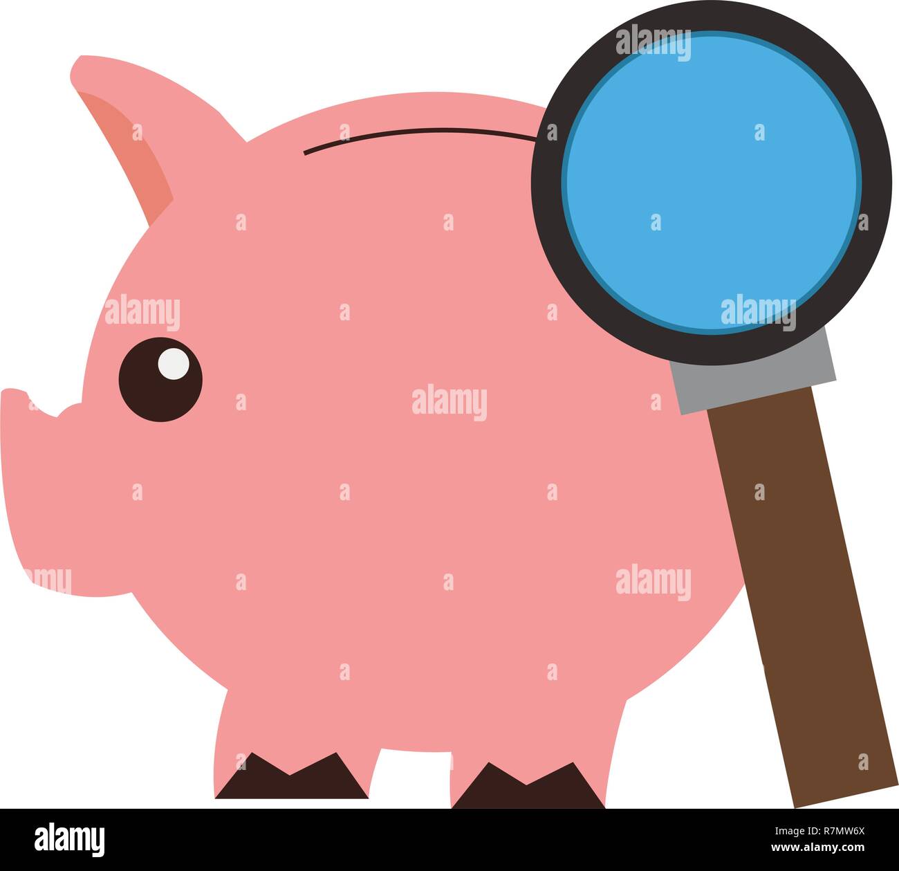 Piggy with magnifying glass Stock Vector Image & Art Alamy