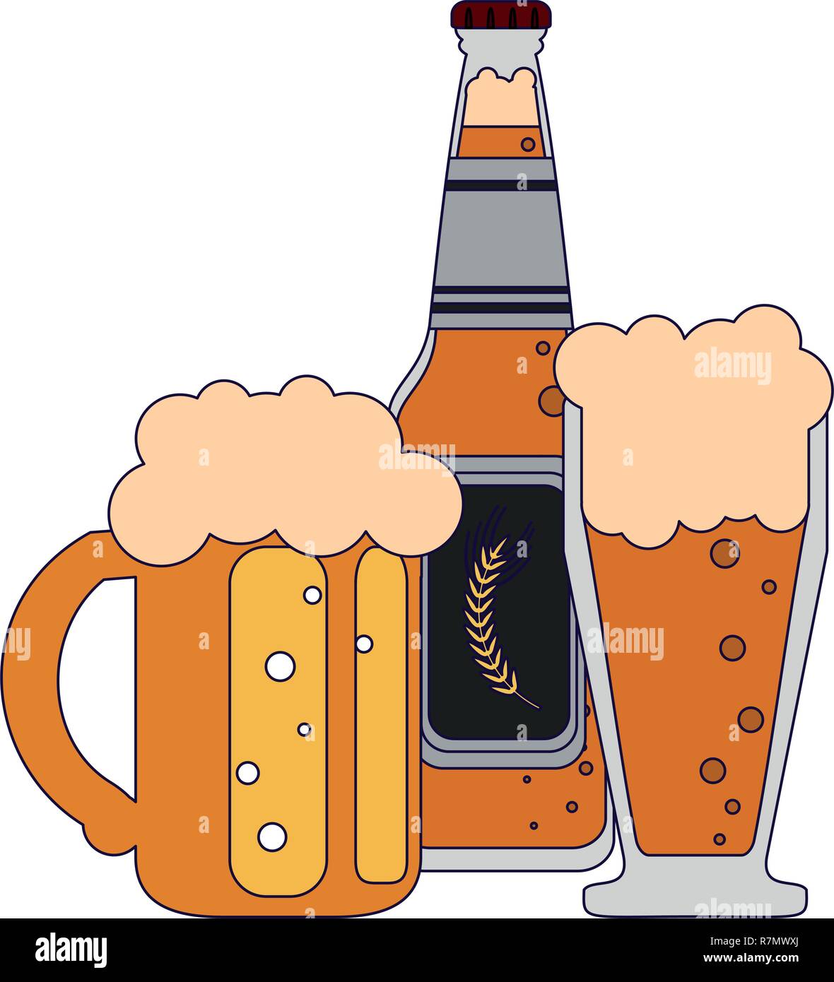 Beer bottle and cups Stock Vector Image & Art Alamy