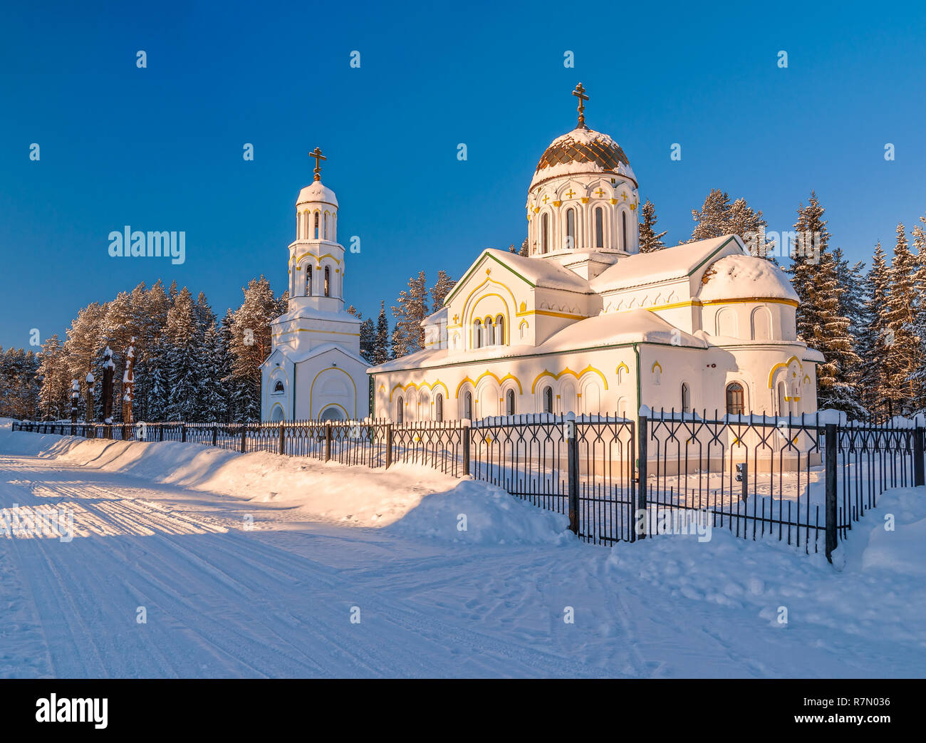 Church of the icon of Our Lady of Kazan.Urdoma village. Arkhangelsk Region. Russia Stock Photo