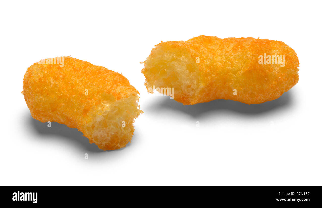 Cheese Puff Broken in Half Isolated on White Background Stock Photo Alamy