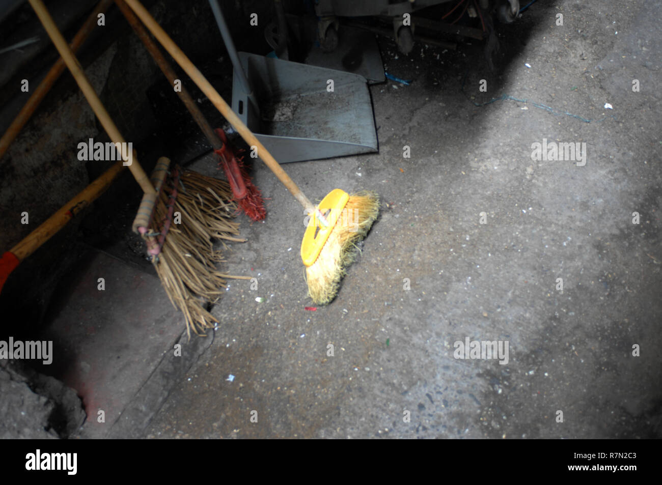 Broom and mop, Hong Kong, China Stock Photo - Alamy
