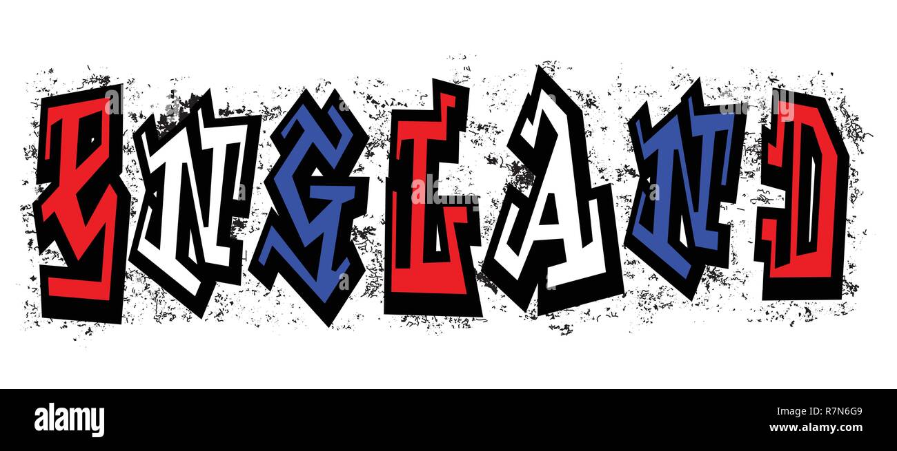 A graffiti style splatter painted text England Stock Vector