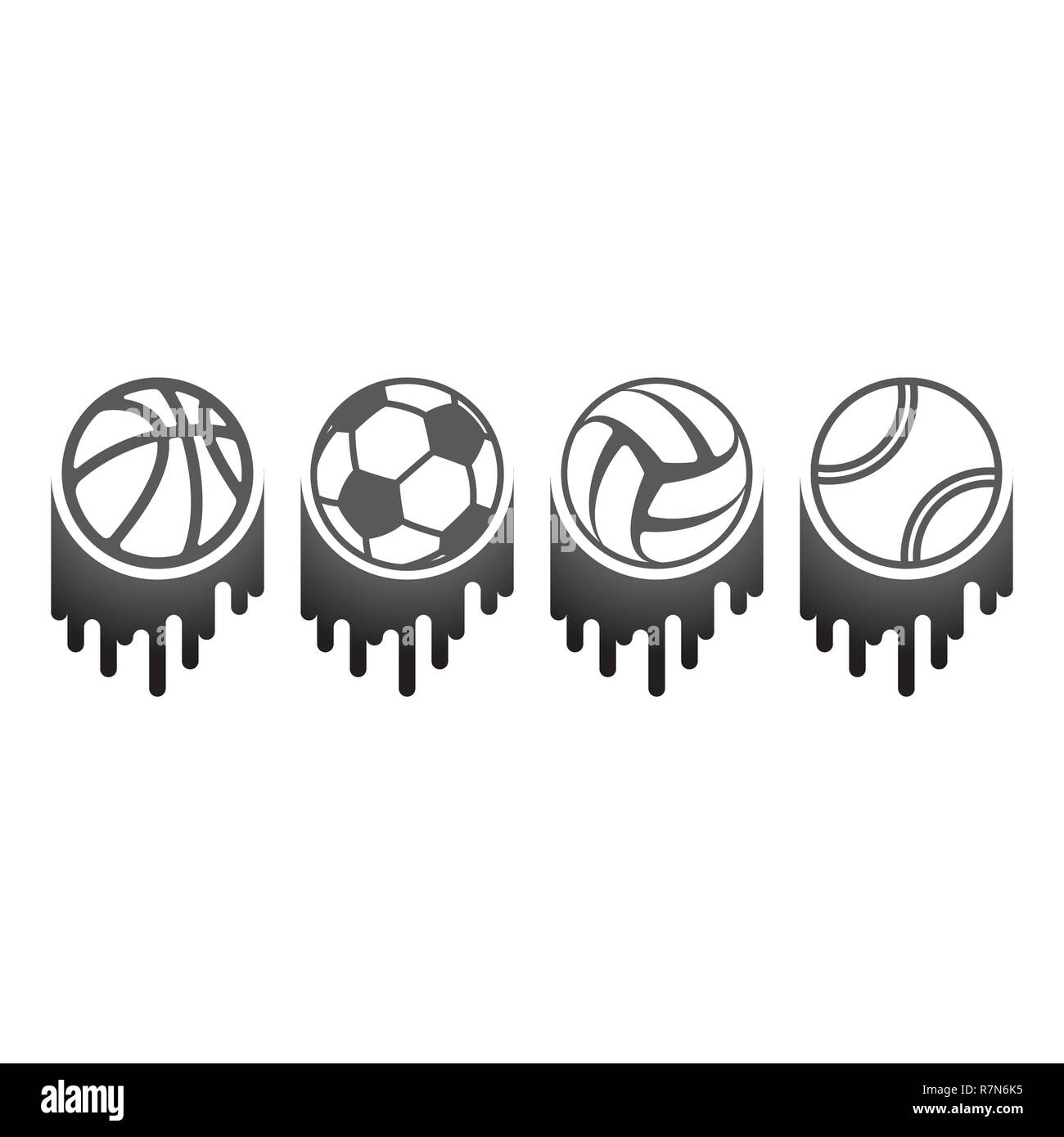 Set of four gray brush sport balls isolated on white background Stock ...