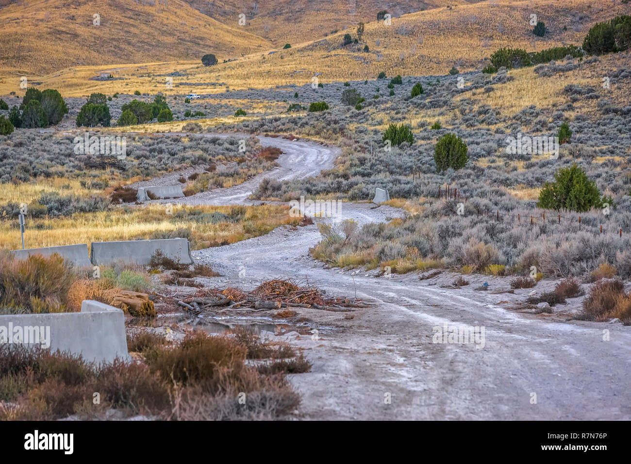 Unpaved road winding through a rugged wilderness Stock Photo Alamy