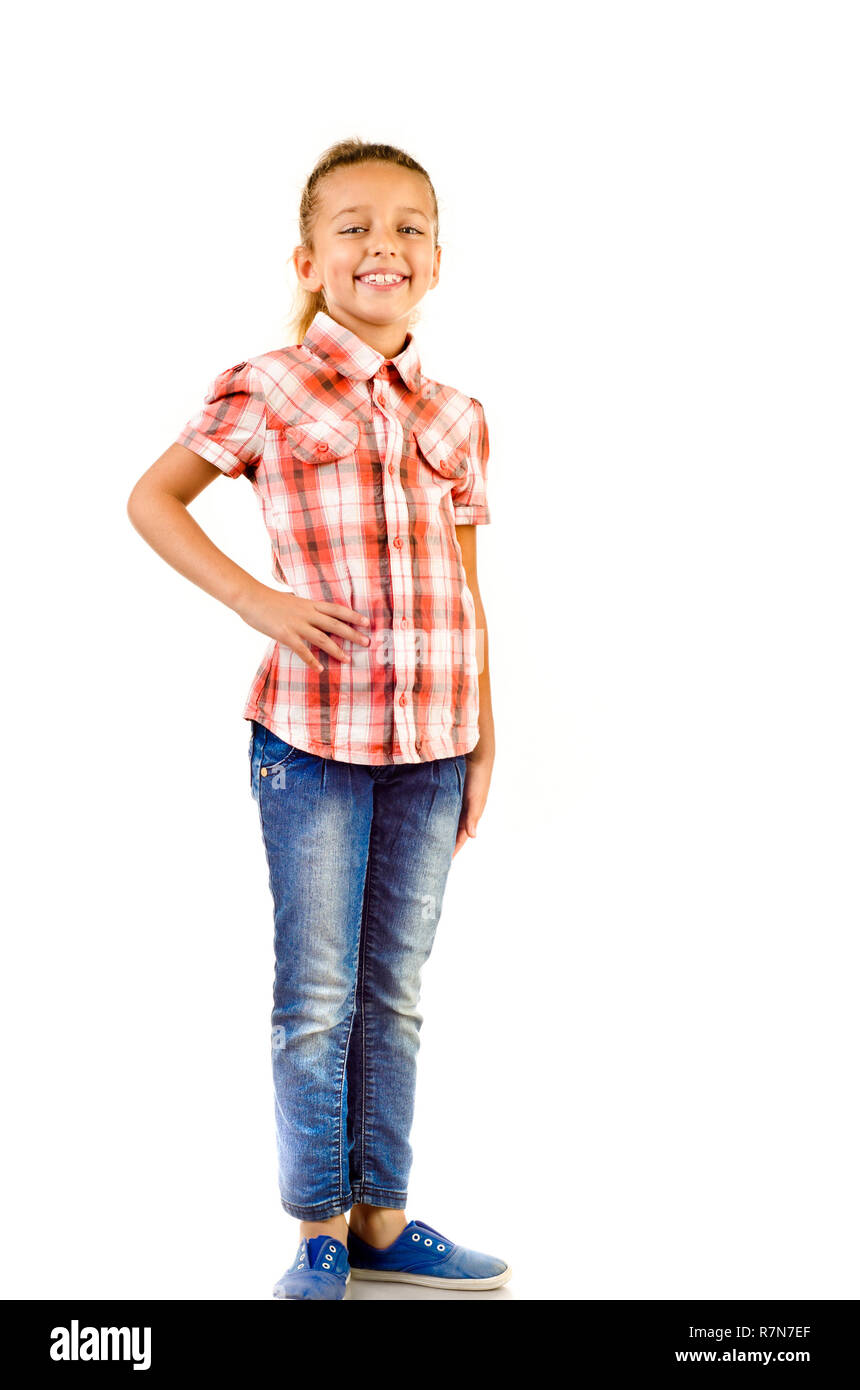 little girl isolated on a white background Stock Photo - Alamy