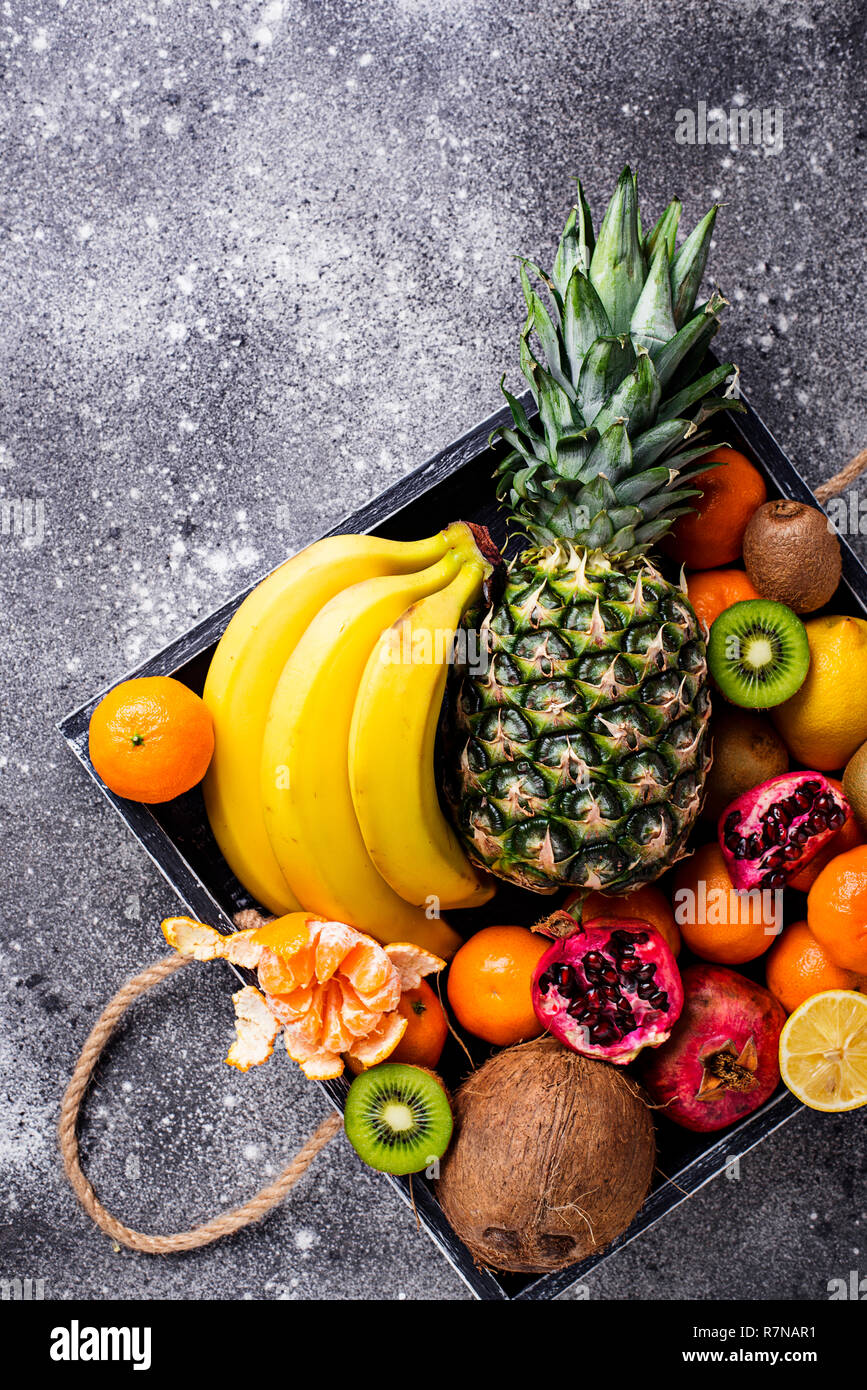 Assortment of fresh tropical fruits Stock Photo Alamy