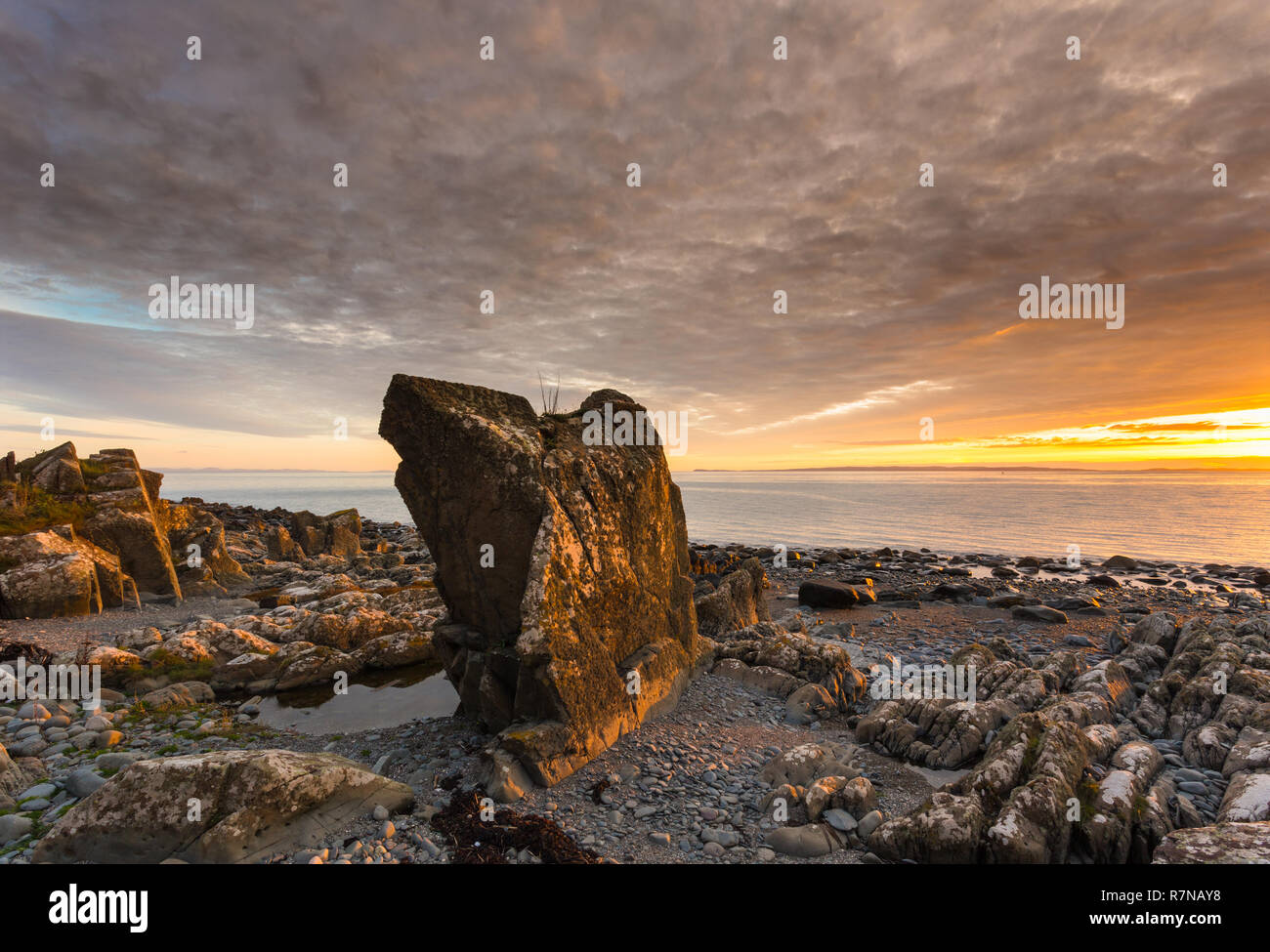 View of Luce Bay toward the Mull of Galloway from the Machars Dumfries and Galloway, Scotland. Stock Photo