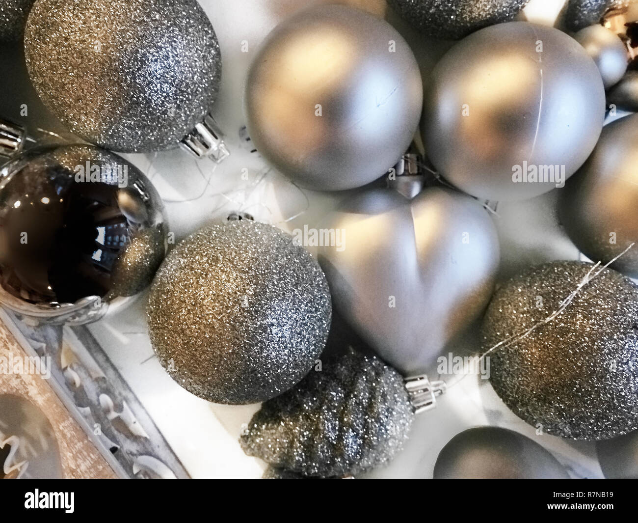 Shot of some decorations commonly used to adorn Christmas trees Stock