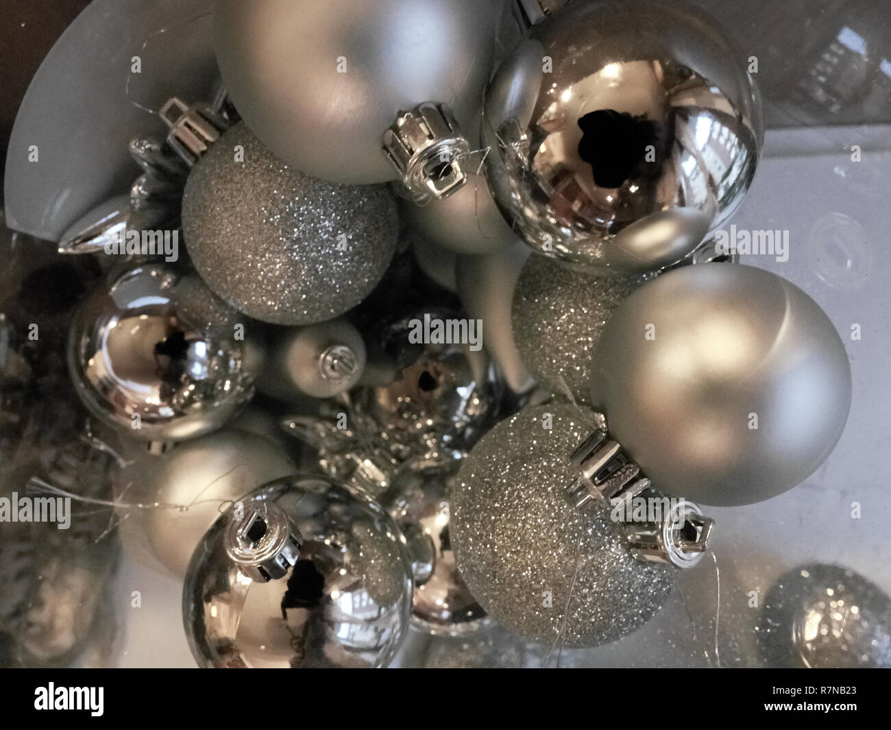 Shot of some decorations commonly used to adorn Christmas trees Stock
