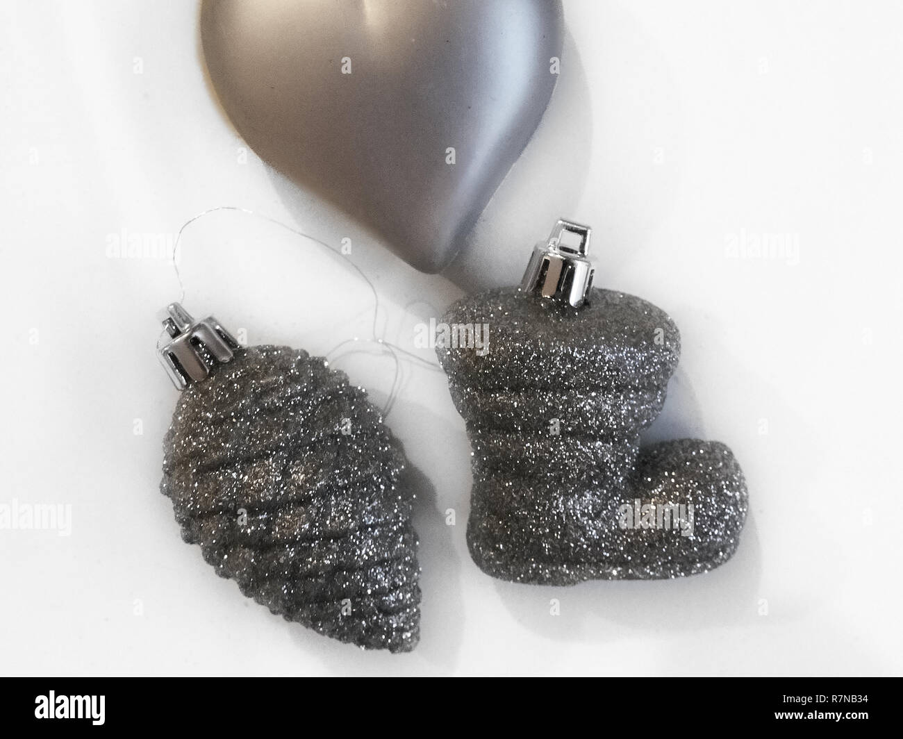 Shot of some decorations commonly used to adorn Christmas trees Stock