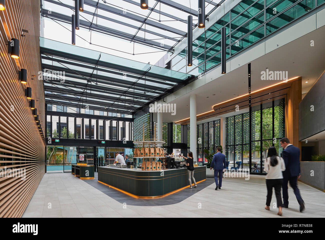 New entrance lobby and atrium with lobby cafe. U60, Sydney, Australia. Architect Custance