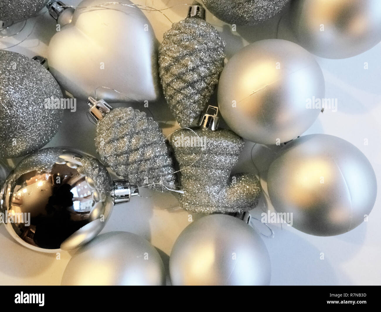 Shot of some decorations commonly used to adorn Christmas trees Stock