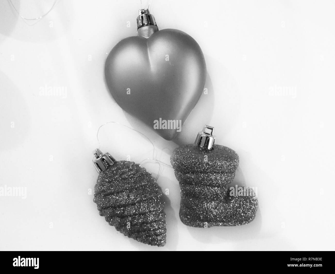 Shot of some decorations commonly used to adorn Christmas trees Stock Photo