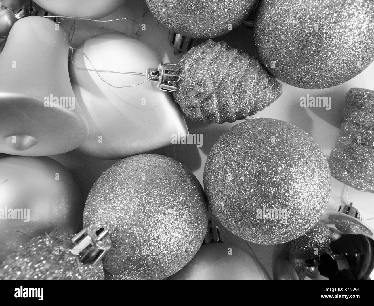 Shot of some decorations commonly used to adorn Christmas trees Stock