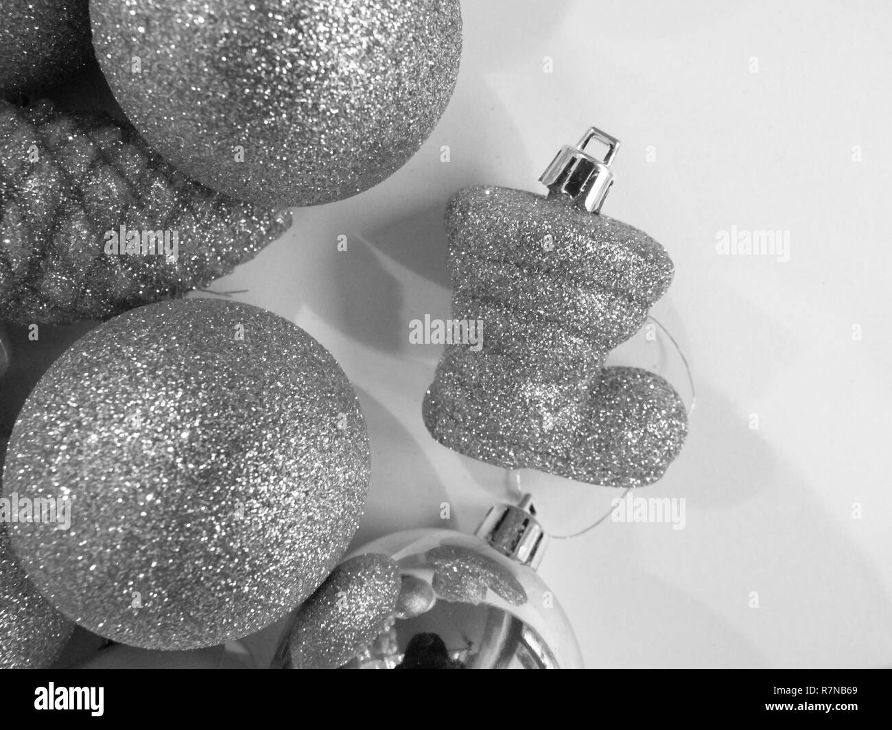 Shot of some decorations commonly used to adorn Christmas trees Stock Photo