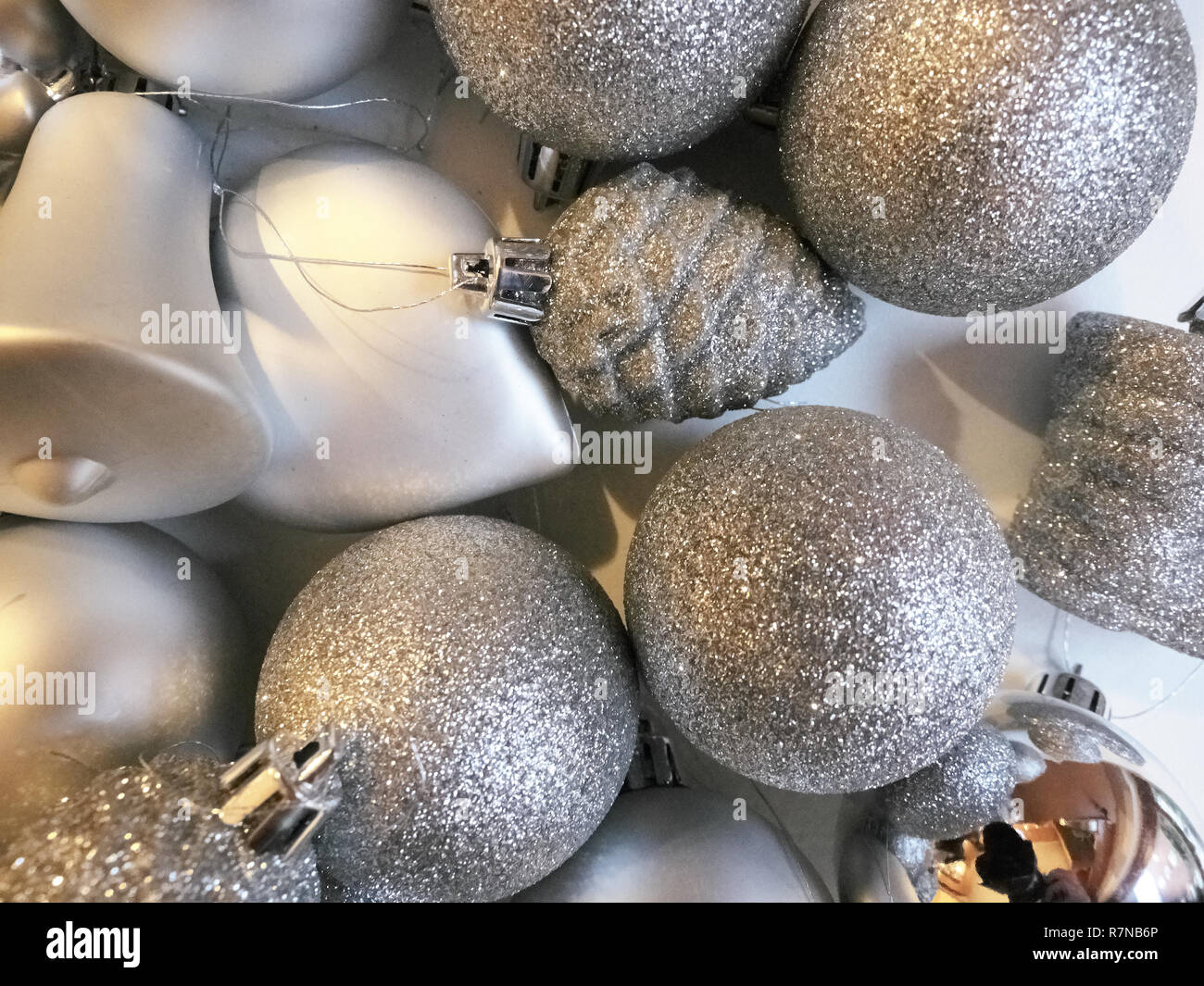 Shot of some decorations commonly used to adorn Christmas trees Stock